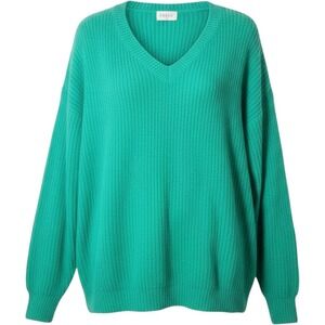 Fable Green V-Neck Fuzzy Knit Sweater Pullover Size M/L Style STA1041